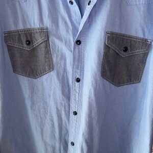 Blue and Gray Button-Down Shirt